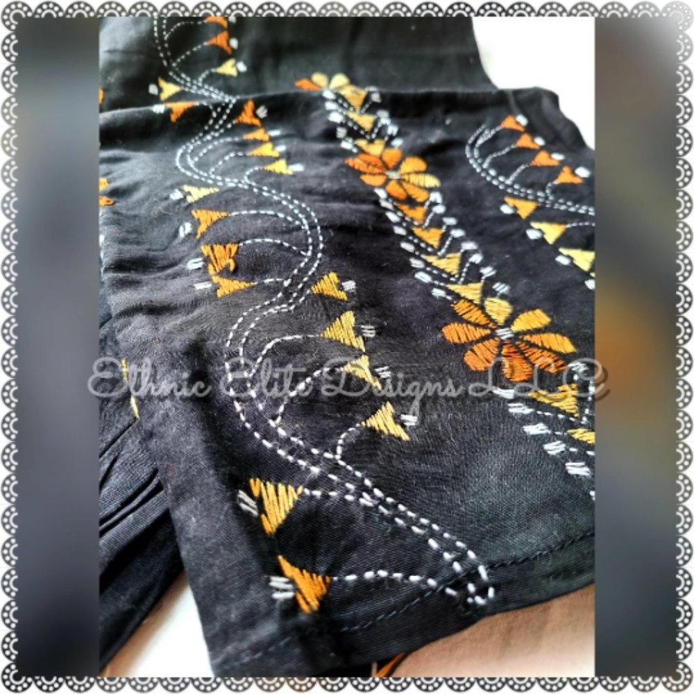 8️⃣0️⃣New boutique Black Hand Embroidered Katha Work Palazzo - Picture 1 of 5
